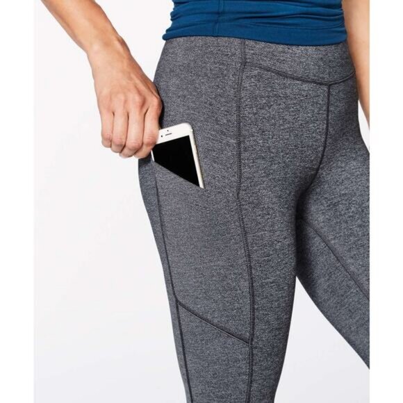 LULULEMON Speed Up Crop (21") Size 2 Heathered Black - Picture 2 of 8